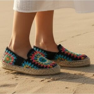 MANEBI Crochet Double-Sole Espadrilles shoes size 39